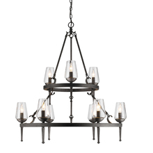  1208-9 DNI - Marcellis 2 Tier - 9 Light Chandelier in Dark Natural Iron with Clear Glass